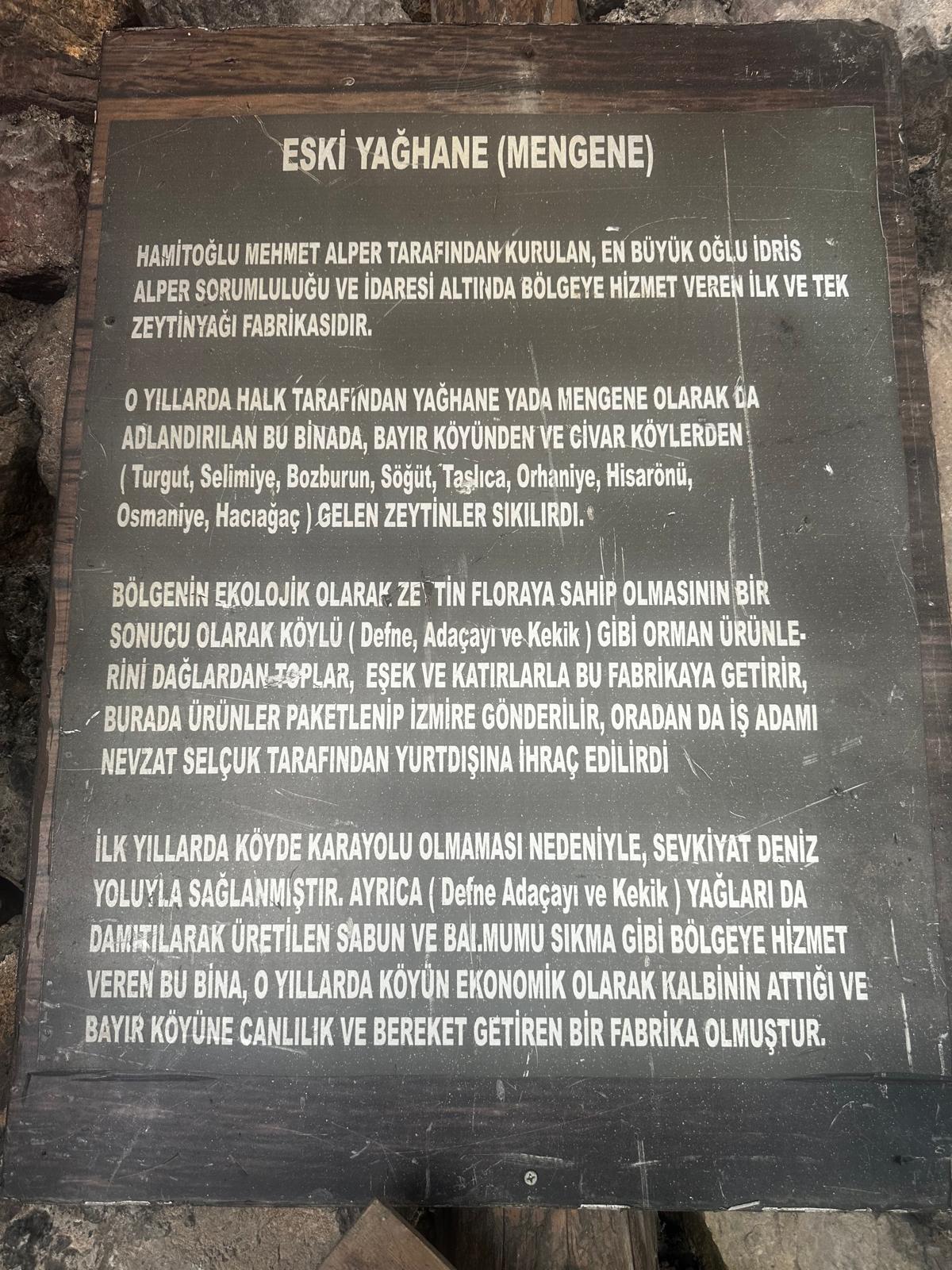 Eski Yağhane tarihçe panosu